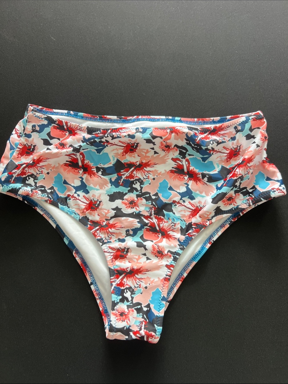 NWT Beachsissi Bright Blue Tankini Top w/ Floral Bikini Bottoms Size:Small - Picture 5 of 8